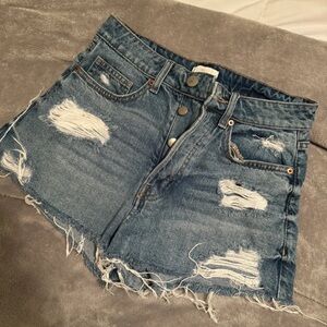 Distressed Denim Shorts